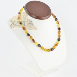 Baltic amber necklace olive polished multicolour